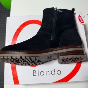 Blondo Men's Black Suede Zip Ankle Boot with Lug Sole